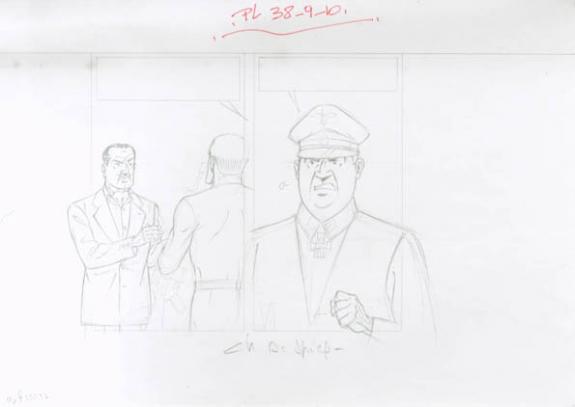 Crayonné case planche 38-9-10 - Chantal De Spiegeleer - Mine de plomb sur papier - 1970