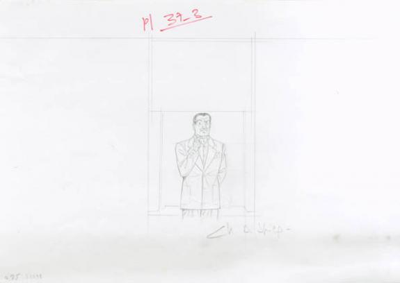 Crayonné case planche 37-3 - Chantal De Spiegeleer - Mine de plomb sur papier - 1971