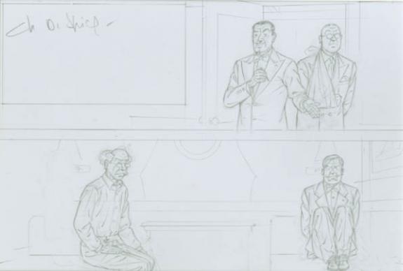 Cases Mortimer et Olrik - Chantal De Spiegeleer - Mine de plomb sur papier - 1979