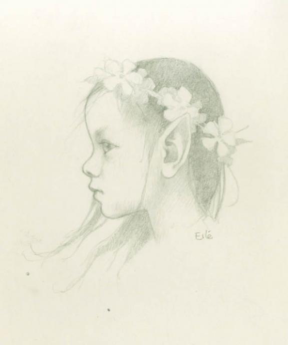 Profil fée - Erlé Ferronnière - Mine de plomb sur papier - 2052
