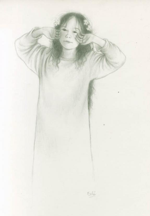Fille au réveil - Erlé Ferronnière - Mine de plomb sur papier - 2053