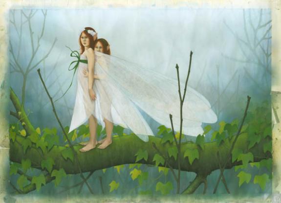 Deux fées sur branches - Erlé Ferronnière - Acrylique - 2054