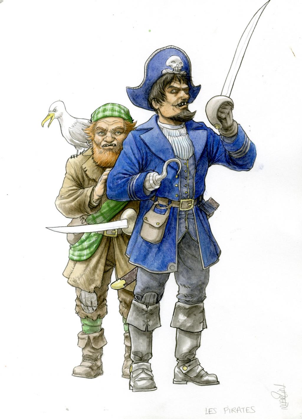 (fantastique) Les pirates - Martin Maniez - Encre de couleur sur papier - 2084