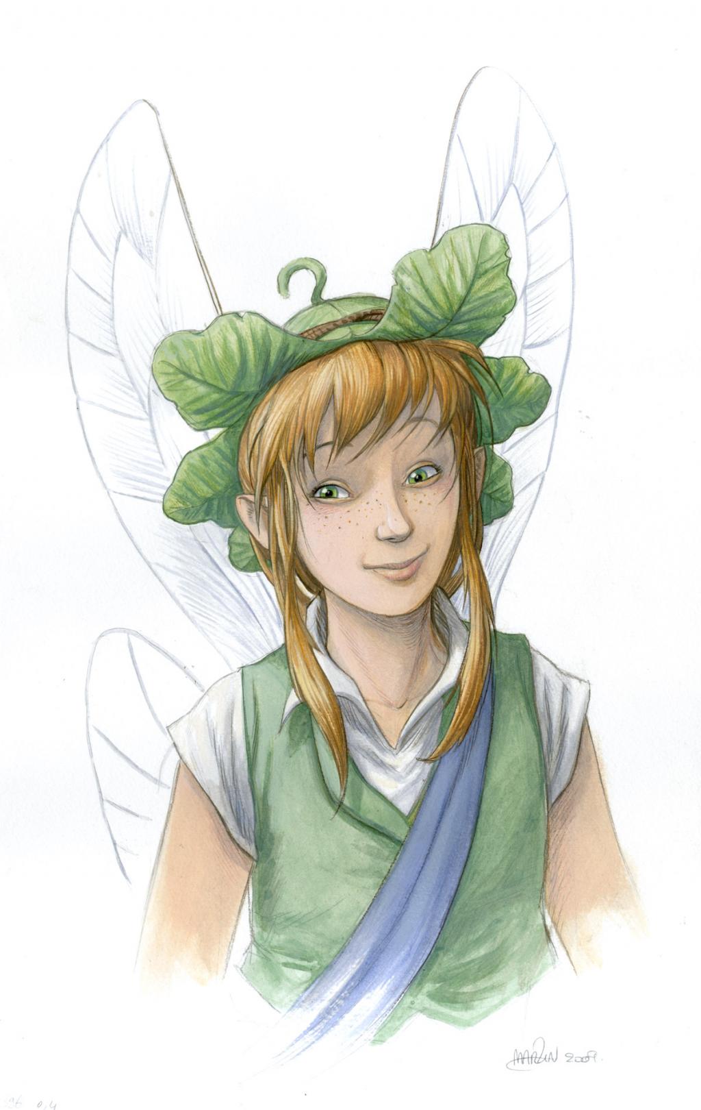 (fantastique) Clochette (portrait) - Martin Maniez - Encre de couleur sur papier - 2091