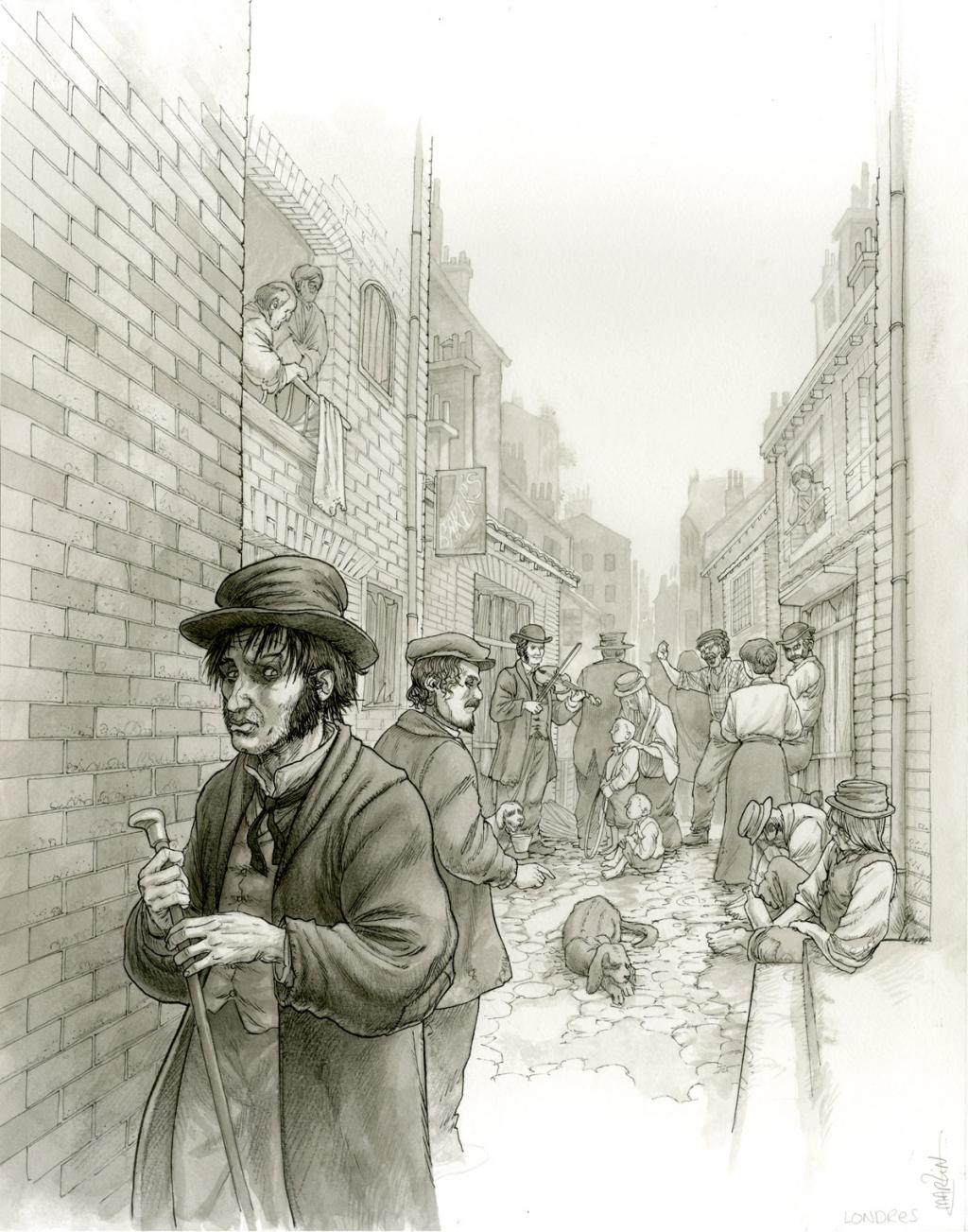 (fantastique) Londres - Martin Maniez - Encre de Chine et mine de plomb sur papier - 2092