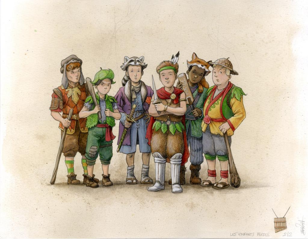 (fantastique) Les enfants perdus - Martin Maniez - Encre de couleur et crayon de couleur sur papier - 2096