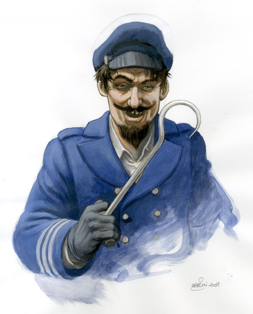 (fantastique) Capitaine Crochet - Martin Maniez - Encre de couleur et mine de plomb sur papier - 2099