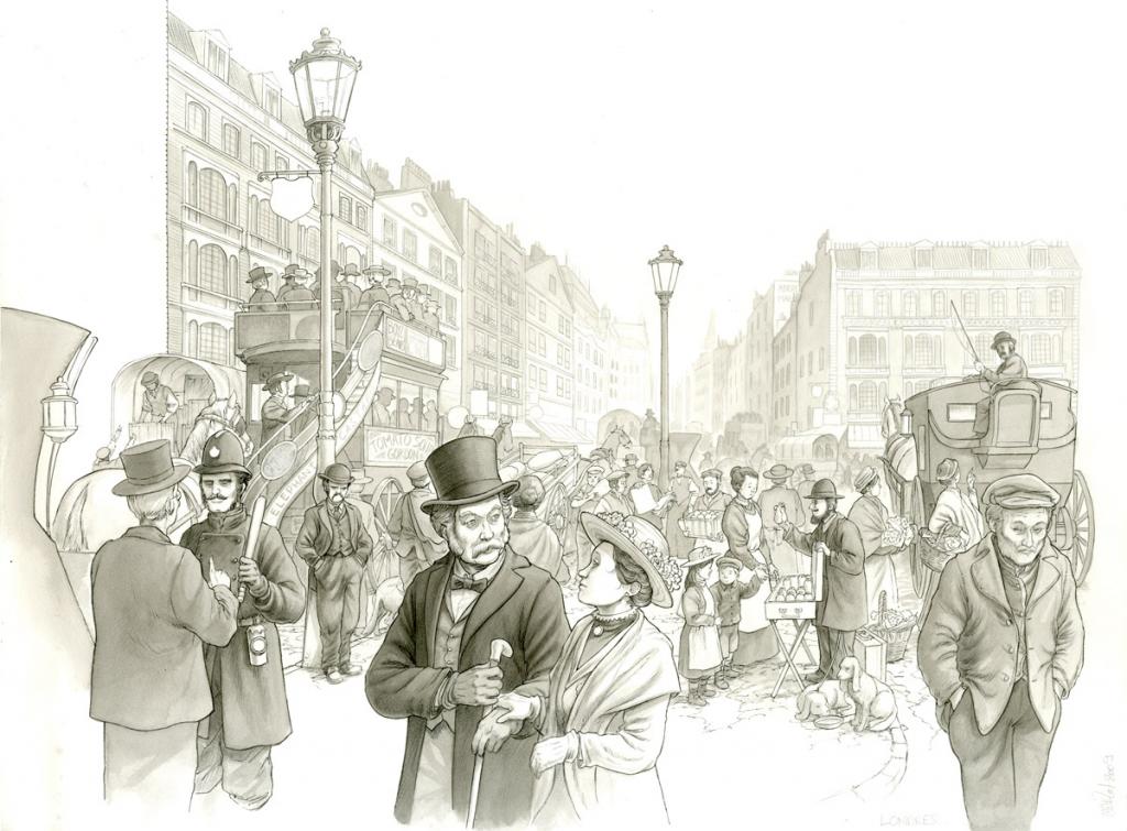 (fantastique) Londres - Martin Maniez - Encre de Chine et mine de plomb sur papier - 2102