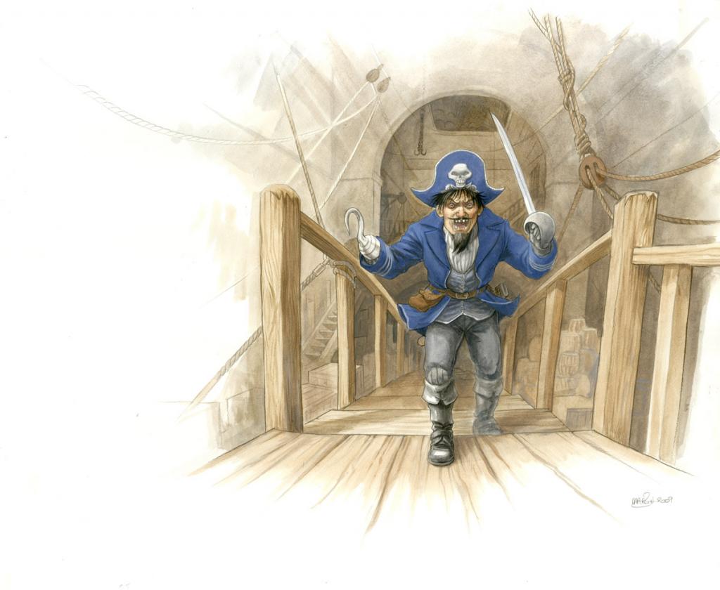 (fantastique) Capitaine Crochet enragé - Martin Maniez - Encre de couleur et crayon de couleur sur papier - 2105