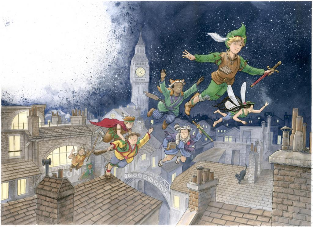 (fantastique) L'envol - Martin Maniez - Encre de couleur et crayon de couleur sur papier - 2136