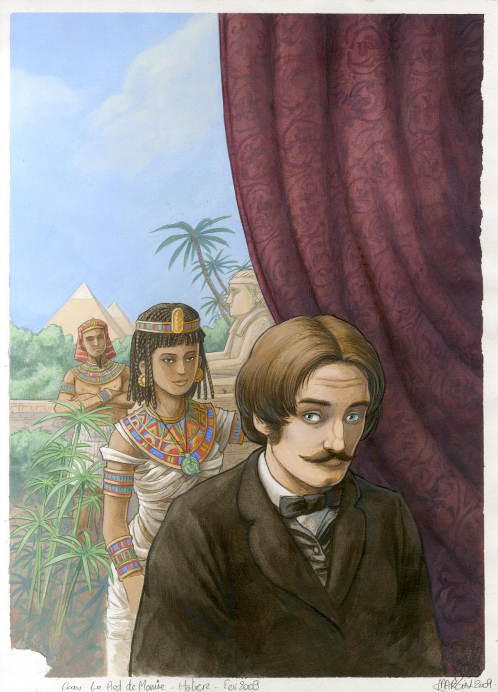 (fantastique) Couv. Le pied de momie et autres contes fantastiques - Martin Maniez - Encre de couleur et crayon de couleur sur papier - 2107