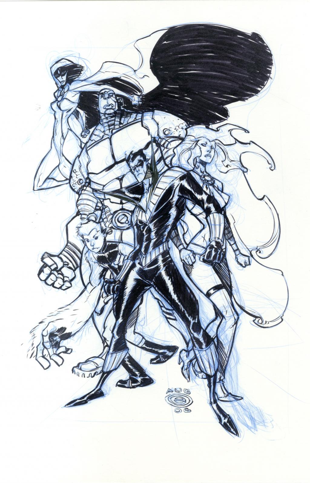 Teen Titans - Eric Canete - Feutre et crayon bleu - 2126