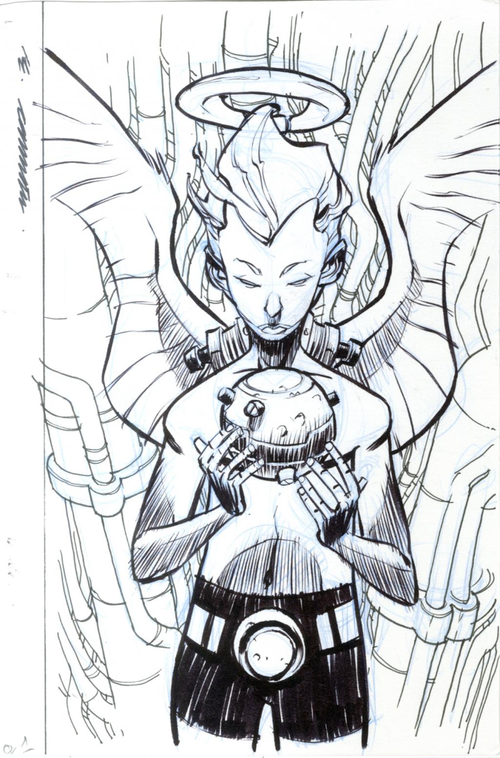Angel - Eric Canete - Feutre et crayon bleu - 2132