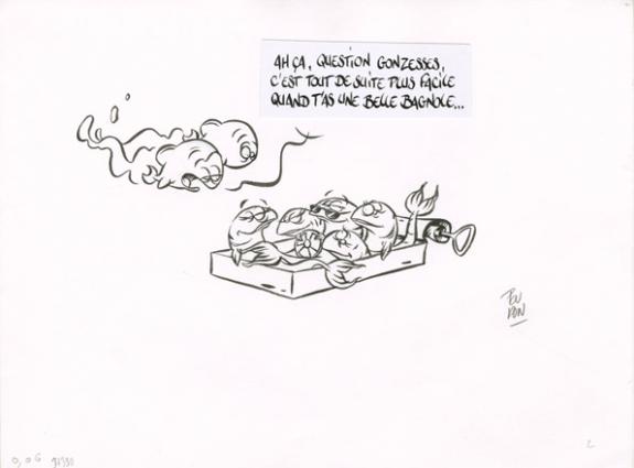 Drague en bagnole - Nicolas Poupon - Encre de Chine et mine de plomb sur papier - 2177