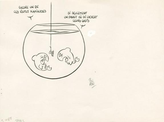 Kamikaze - Nicolas Poupon - Encre de Chine, encre de couleur et crayon - 2180