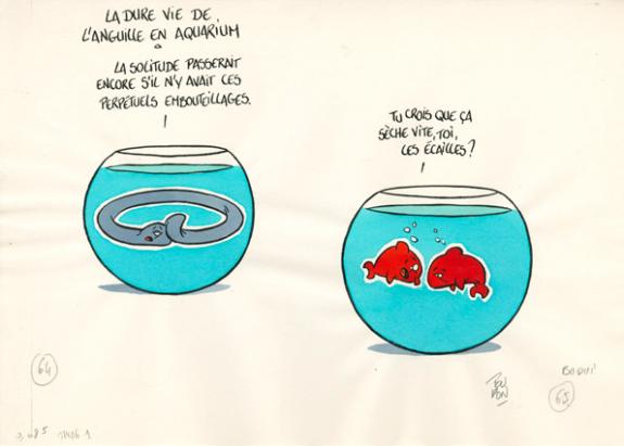 Anguille - Nicolas Poupon - Encre de Chine, encre de couleur et crayon - 2181