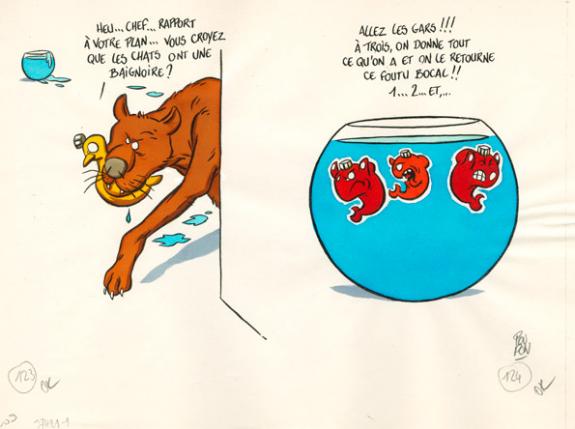 Chat - Nicolas Poupon - Encre de Chine, encre de couleur et crayon - 2183