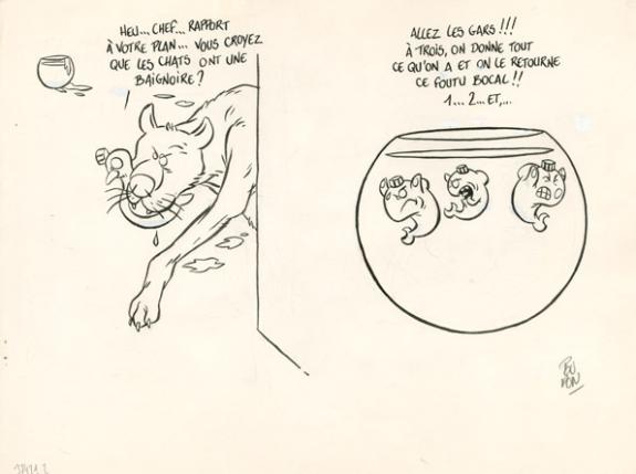 Chat - Nicolas Poupon - Encre de Chine, encre de couleur et crayon - 2183