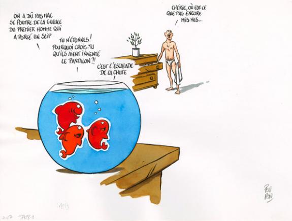 Slip - Nicolas Poupon - Encre de Chine, encre de couleur et crayon - 2184