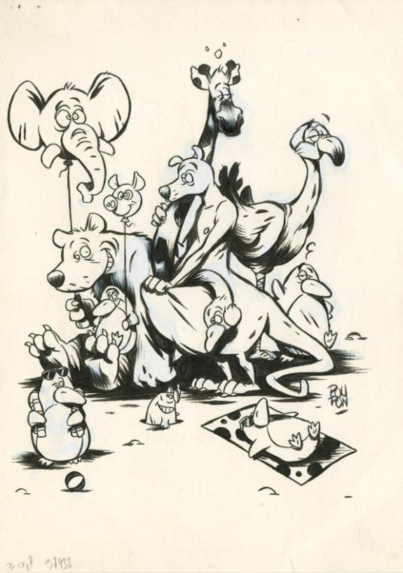 Groupe - Nicolas Poupon - Encre de Chine et mine de plomb sur papier - 2186