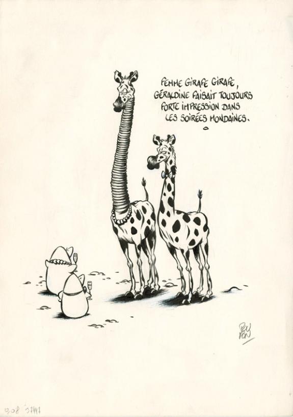 Girafes - Nicolas Poupon - Encre de Chine et mine de plomb sur papier - 2190