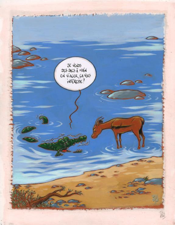 Crocodile et antilope - Nicolas Poupon - Acrylique - 2209