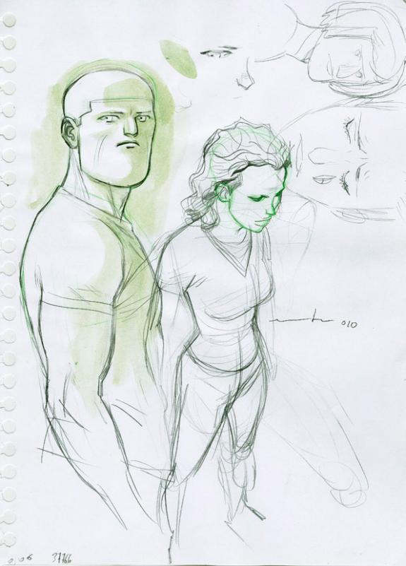 Personnages - Marcial Toledano - Aquarelle et mine de plomb sur papier - 2167