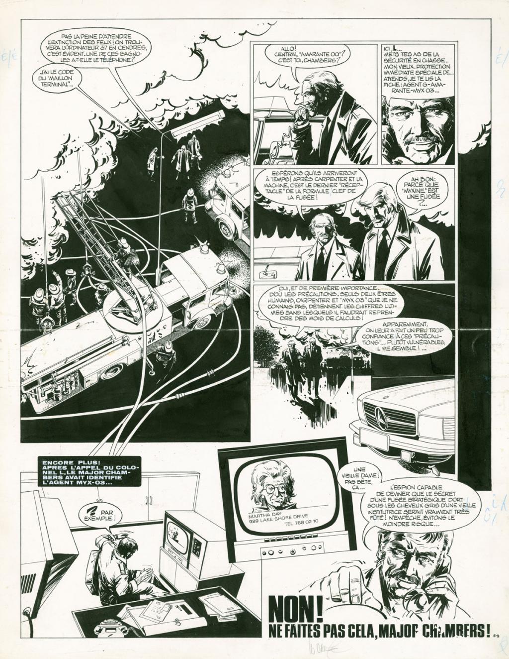 Planche originale n°5, présence d'une pliure au centre de la planche - William Vance - Encre de Chine sur papier - 5590