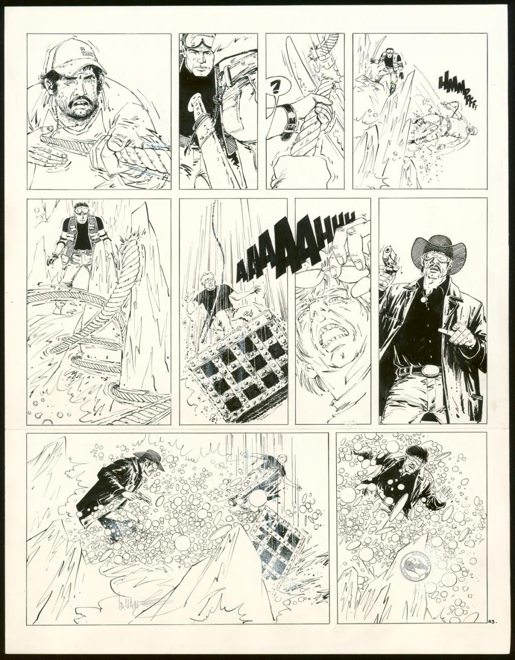 Planche originale n°43 - William Vance - Encre de Chine et gouache blanche sur papier - 4343