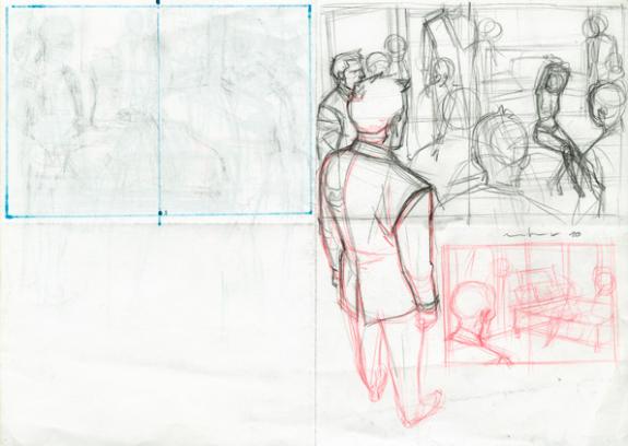 recherche de - Marcial Toledano - Crayon noir et crayon de couleur - 2273