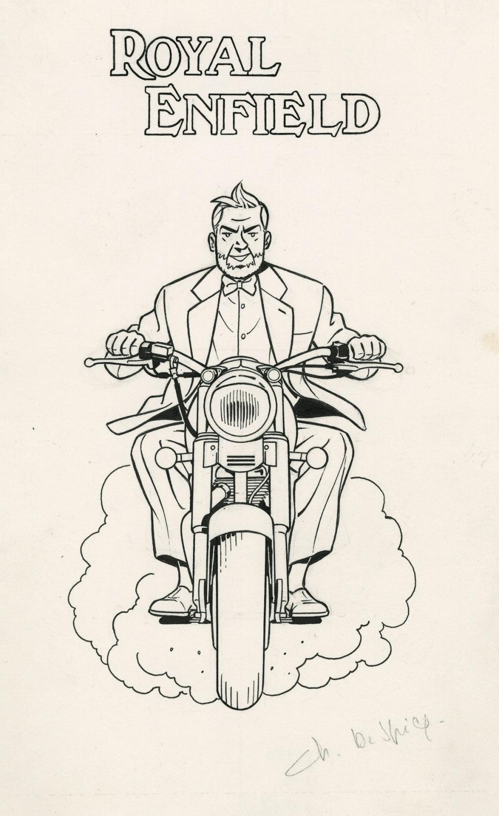 Dessin pour Royal Enfield. Jeux concours - Chantal De Spiegeleer - Encre de Chine - 2282