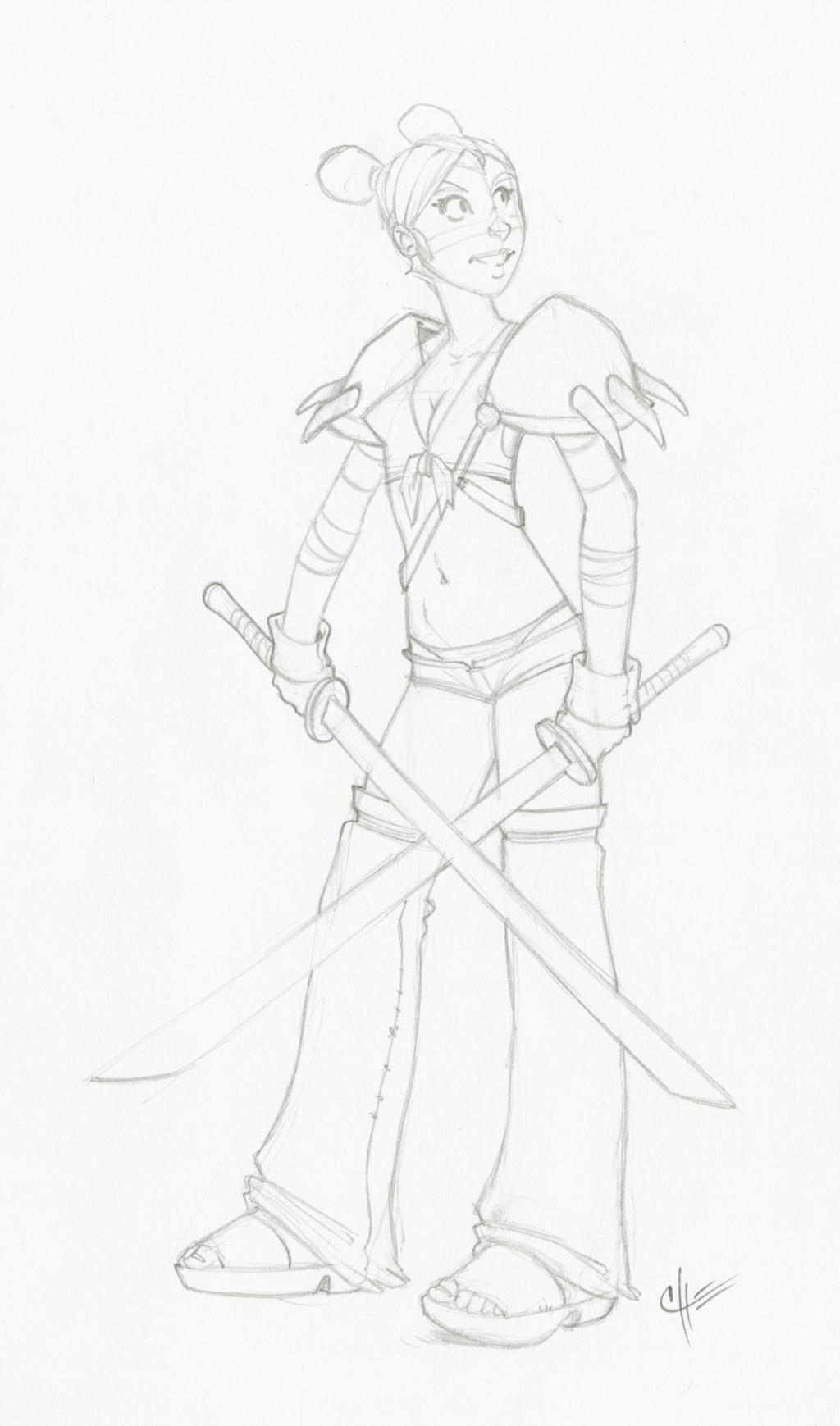 éude de personnage - John Simon Loche - Mine de plomb sur papier - 2303