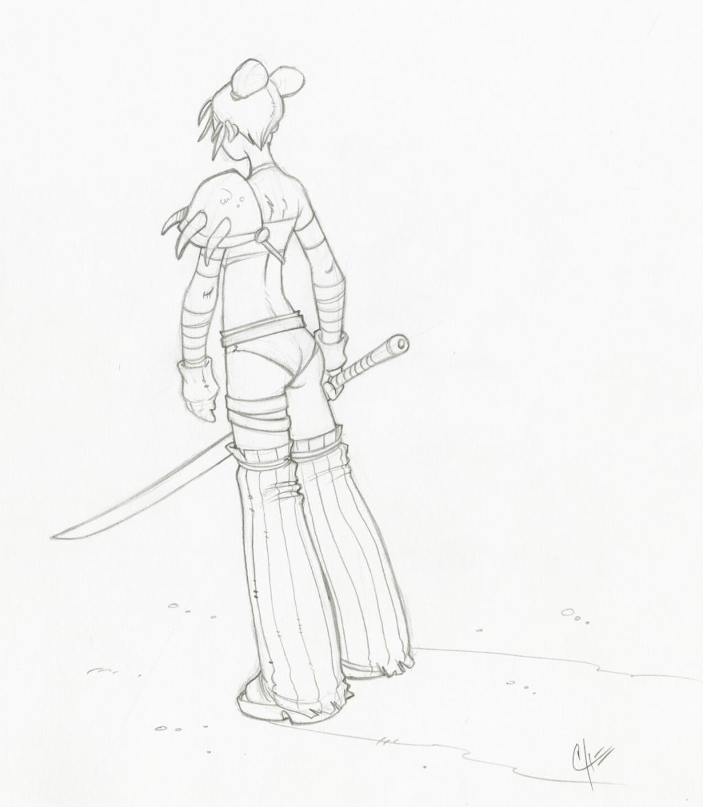 éude de personnage - John Simon Loche - Mine de plomb sur papier - 2306