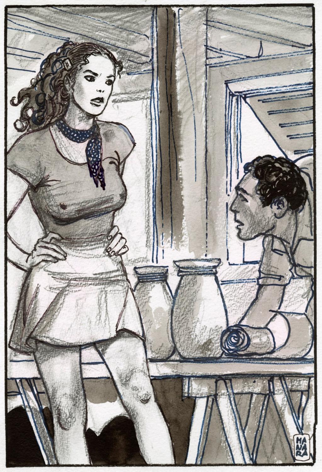 Illustration originale - Milo Manara - Mine plomb, feutre et lavis - 2540