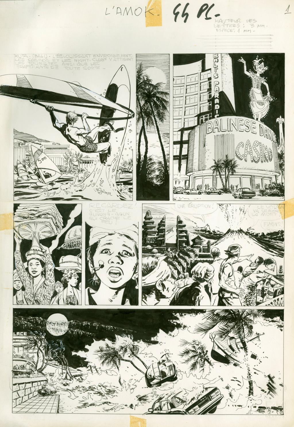 planche originale - L'amok - Raphaël Marcello - Encre de Chine et mine de plomb sur papier - 2397