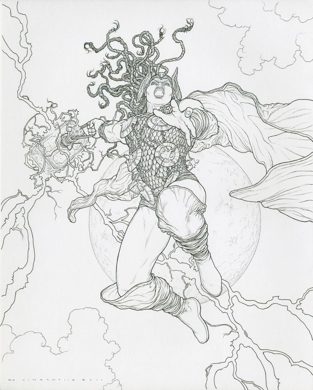 Illustration originale - Thor - Adriano De Vincentiis - Encre de Chine - 2398