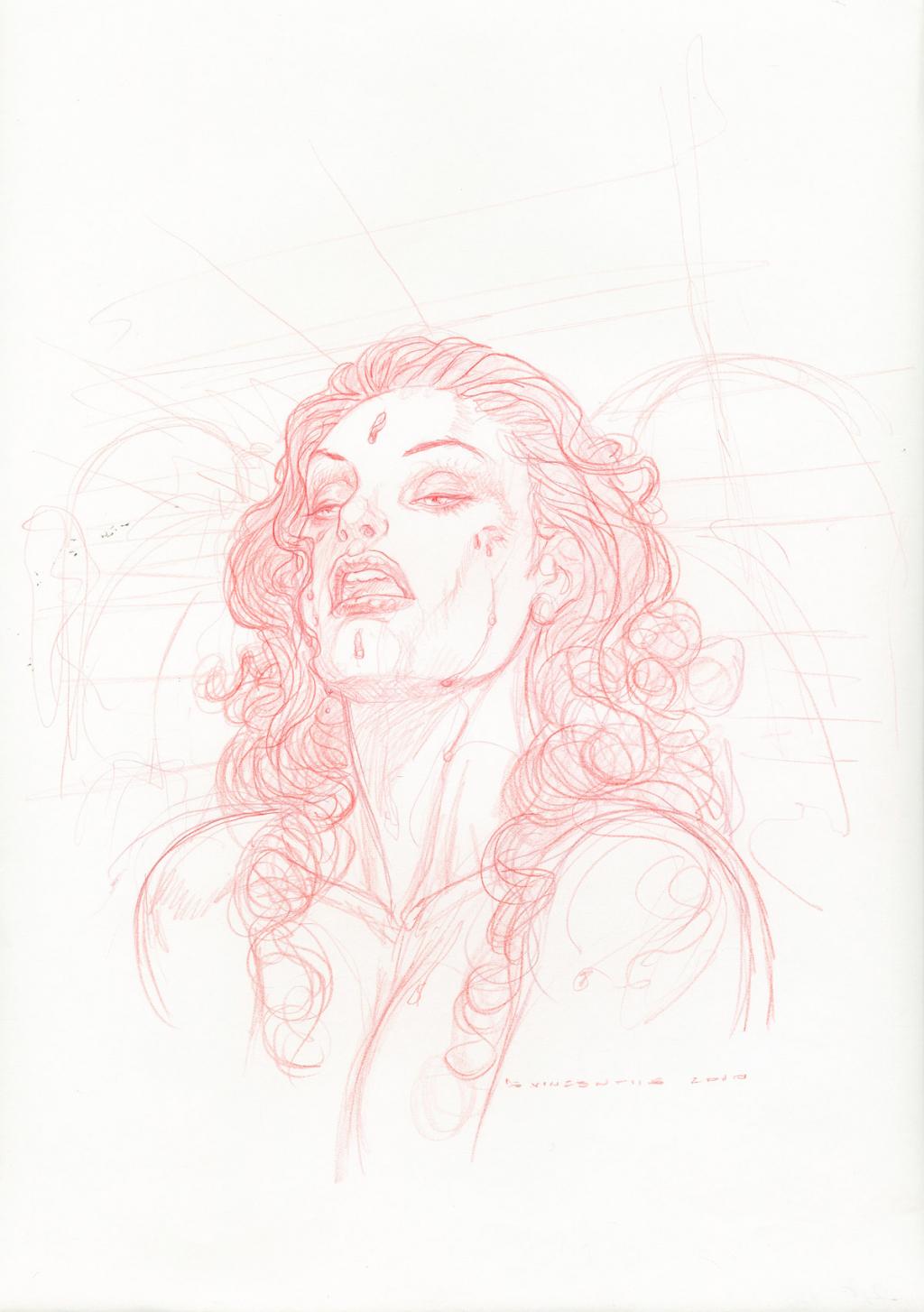 Crayonné originale - Adriano De Vincentiis - Crayon de couleur sur papier - 2409