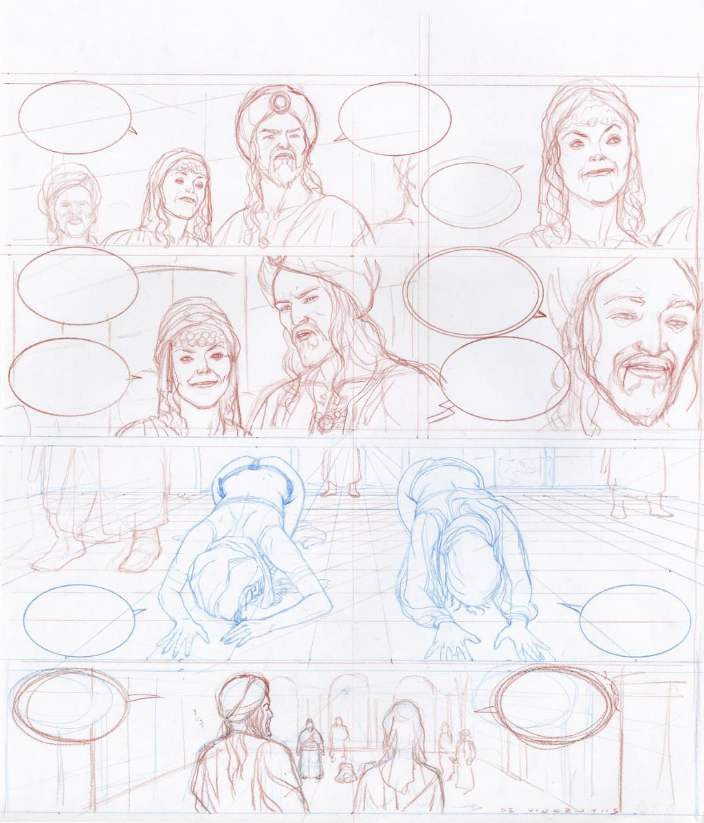 Crayonné de planche - Adriano De Vincentiis - Crayon de couleur sur papier - 2413