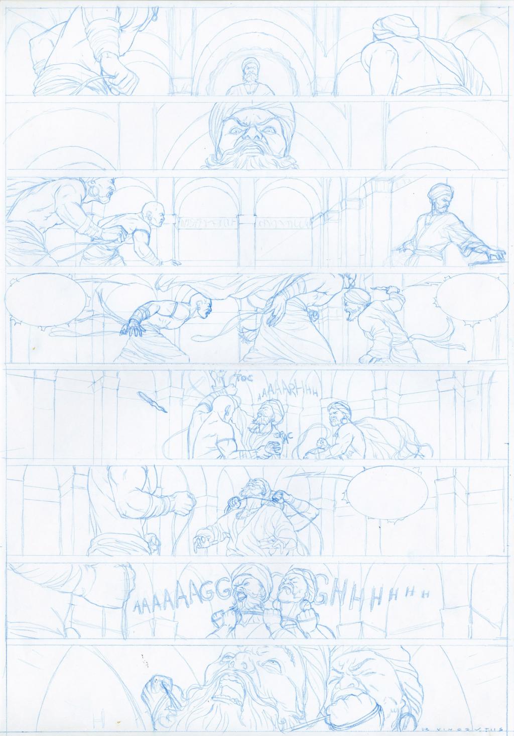 Crayonné de planche - Adriano De Vincentiis - Crayon de couleur sur papier - 2414