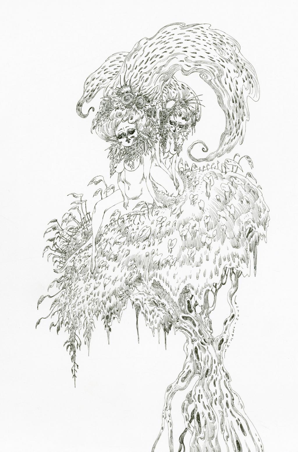 Illustration originale - Ninfa - Giovanni Rigano - Encre de Chine - 2426