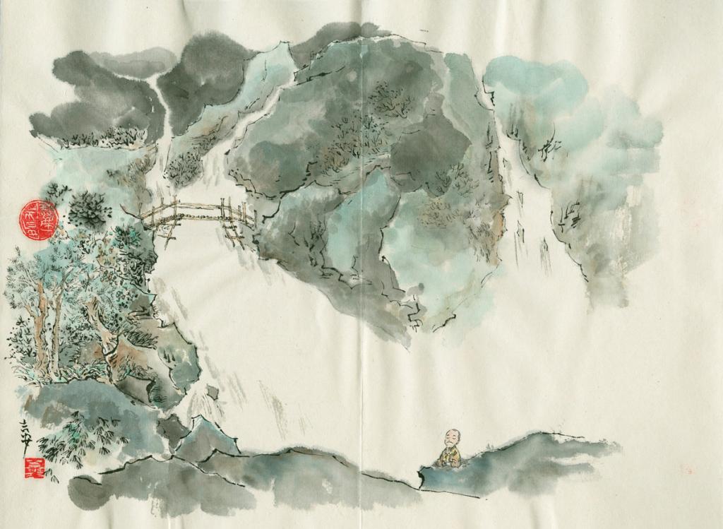 Histoire courte - An Ji - Aquarelle et encre de Chine sur papier - 2453