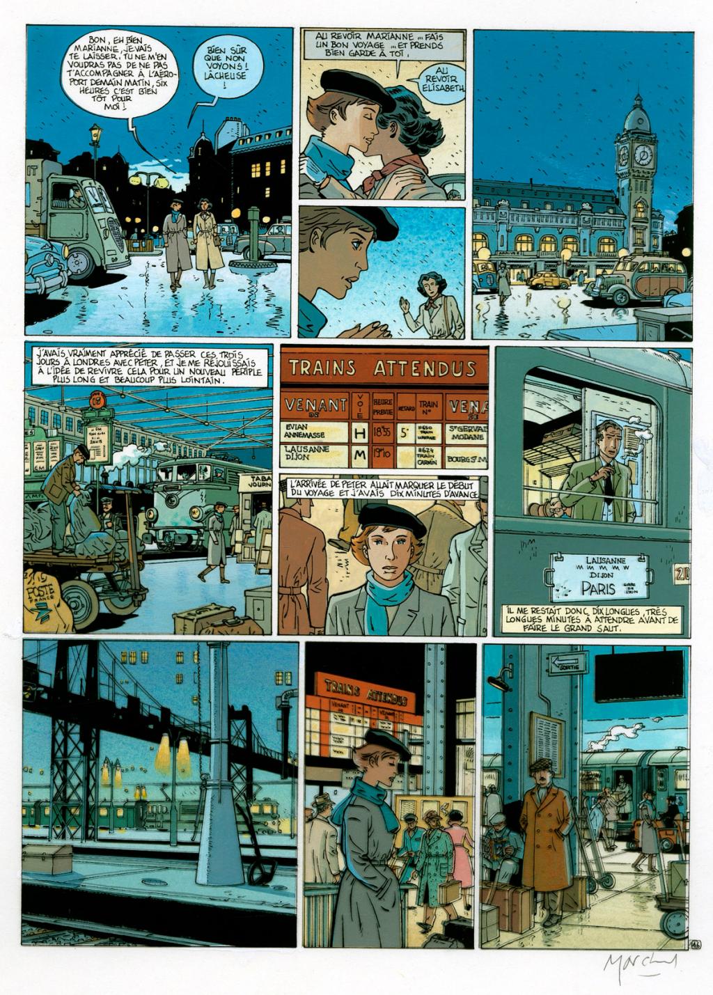 planche originale + bleu - Bruno Marchand - Encre de Chine sur papier - 2454