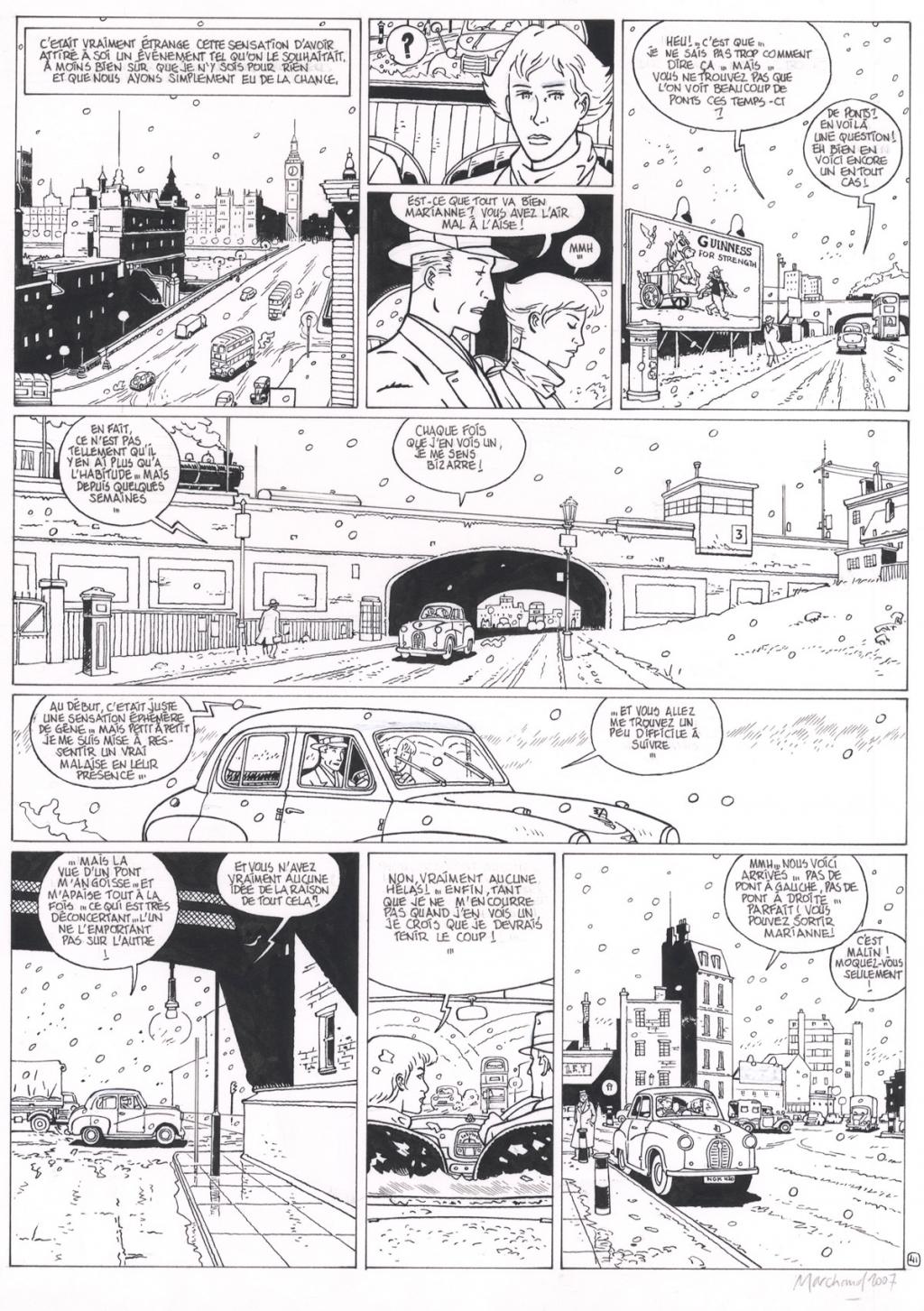 planche originale + bleu - Bruno Marchand - Encre de Chine sur papier - 2455