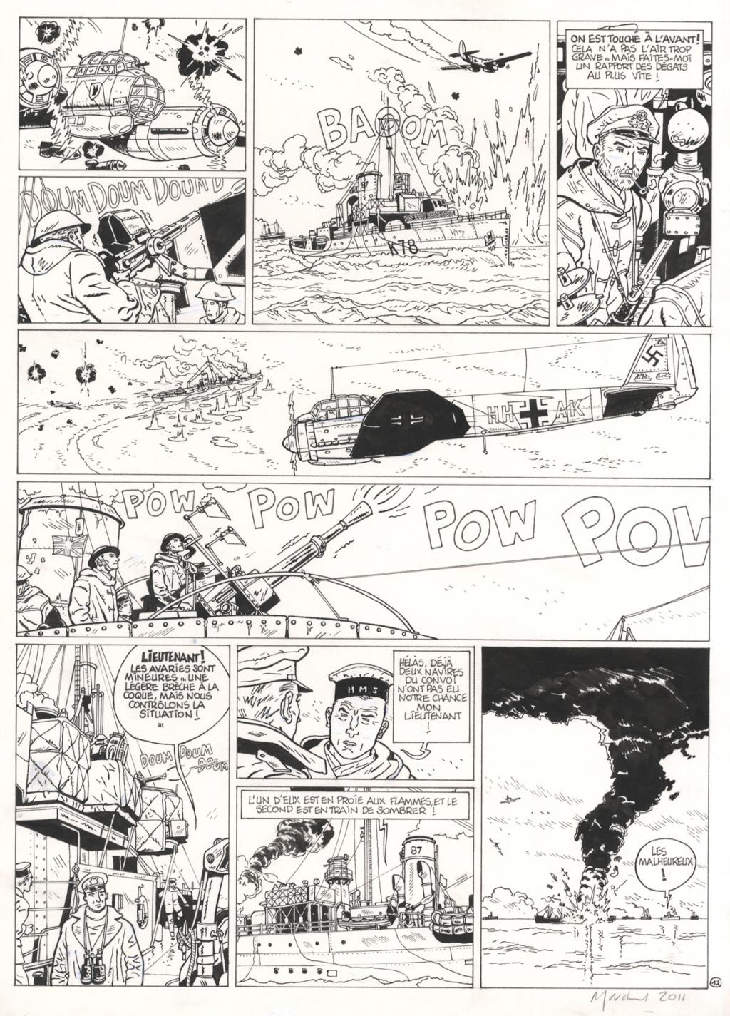 planche originale  + bleu - Bruno Marchand - Encre de Chine sur papier - 2457