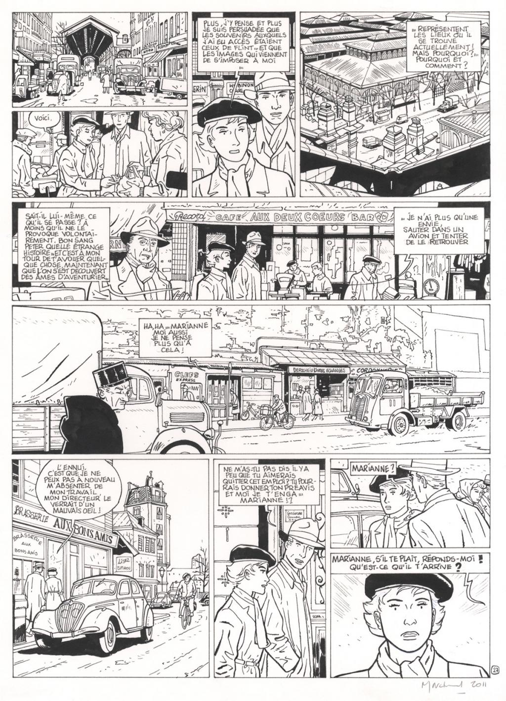 planche originale  + bleu - Bruno Marchand - Encre de Chine sur papier - 2458