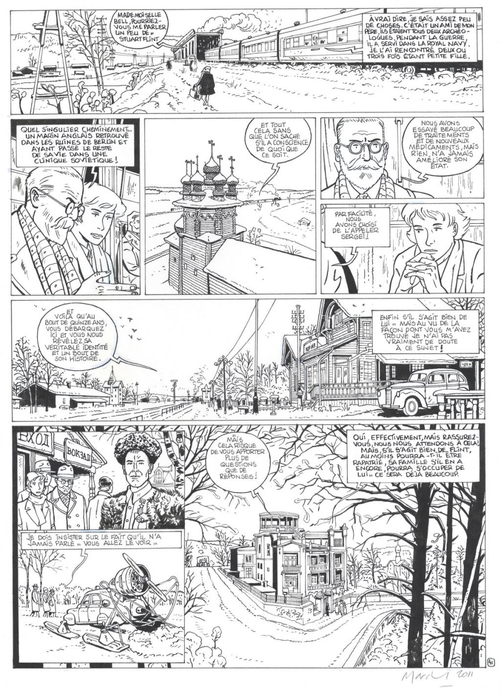 planche originale  + bleu - Bruno Marchand - Encre de Chine sur papier - 2459