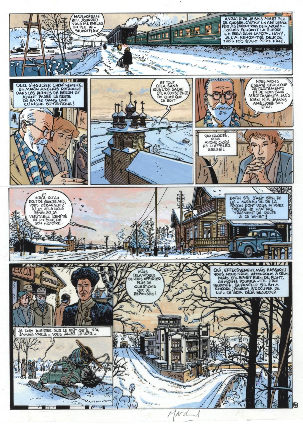 planche originale  + bleu - Bruno Marchand - Encre de Chine sur papier - 2459