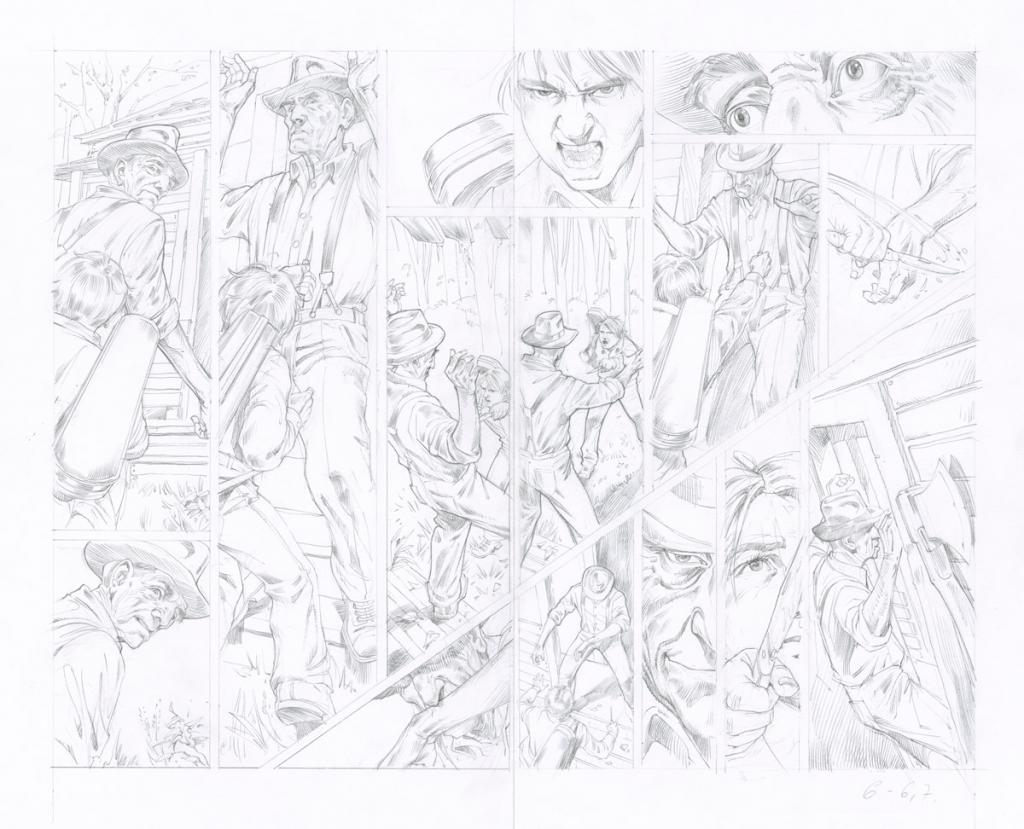 Crayonné original de double planche - Attila Futaki - Mine de plomb sur papier - 2566