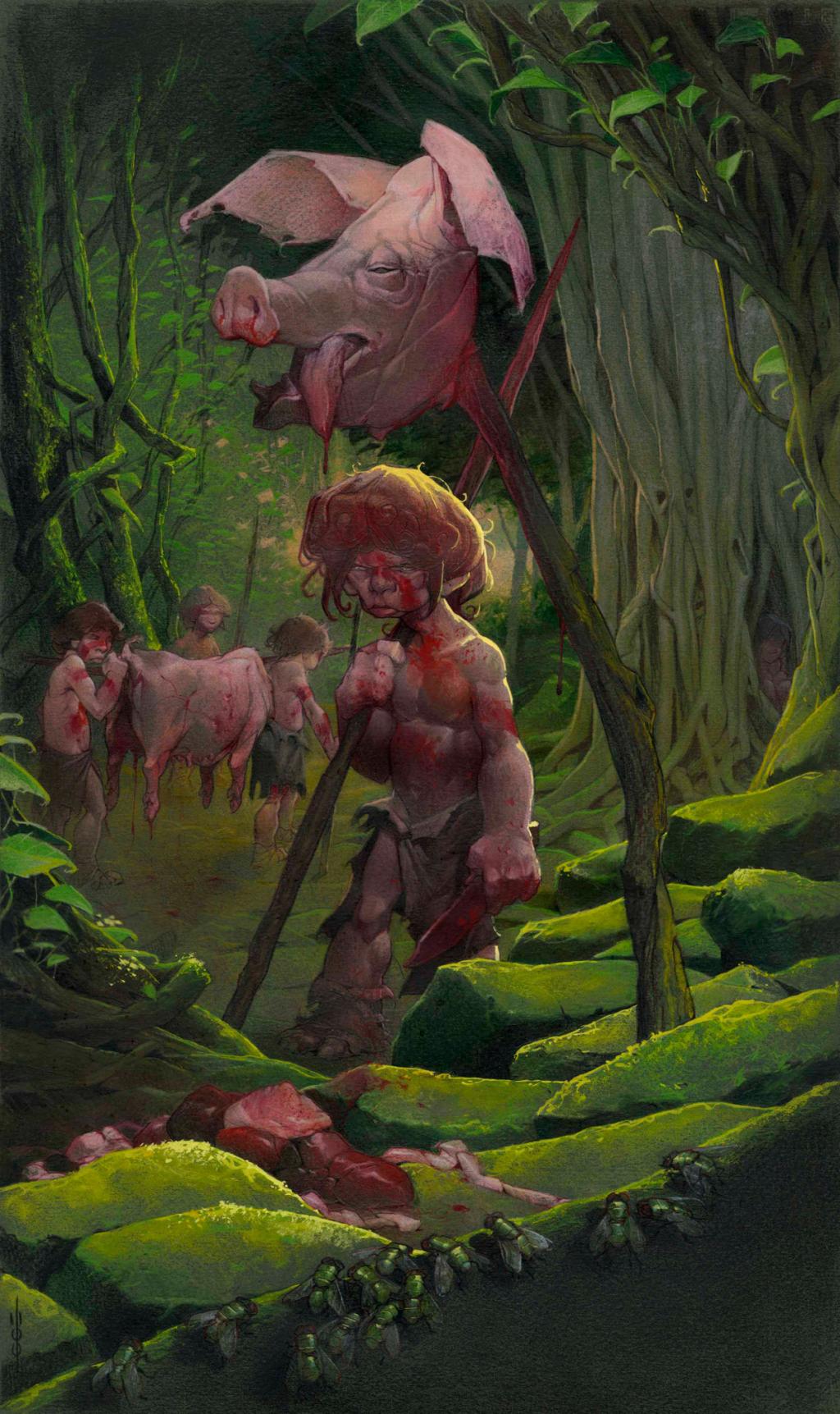 Guillermo Gonzalez
"Lord of the Flies" de William Golding - The Book Show - Pastel et pierre noire sur papier de couleur - 2506