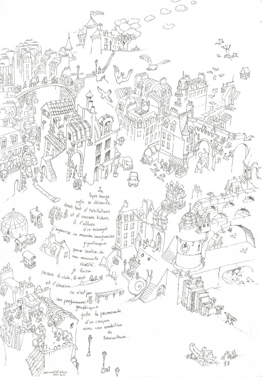 illustration originale 
"la promenade de l'escargot - Jean-Martial Dubois - Encre de Chine - 2531